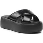 Dámské Designer Kožené pantofle Calvin Klein v černé barvě z kůže ve velikosti 41 ve slevě 