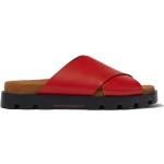 Dámské Kožené sandály Camper v červené barvě v minimalistickém stylu z telecí kůže s tlumením nárazu na léto 