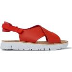 Dámské BIO Sandály Camper v červené barvě z telecí kůže s tlumením nárazu ve slevě na léto 