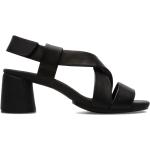 Dámské Páskové sandály Camper v černé barvě v elegantním stylu z telecí kůže s výškou podpatku 7 cm - 9 cm ve slevě na léto 