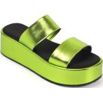 Nová kolekce: Dámské Sandály na klínku ve světle zelené barvě z koženky ve velikosti 37 ve slevě na léto 