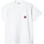 Pánská BIO  Trička s kapsou Carhartt Work In Progress v bílé barvě z bavlny ve velikosti L  strečová  ve slevě 