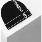 Dámské Pletené čepice Karl Lagerfeld v černé barvě s pruhovaným vzorem 