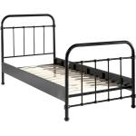 Jednolůžkové postele Vipack v černé barvě v industriálním stylu z borovice 