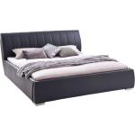 Dvoulůžkové postele v černé barvě v elegantním stylu z koženky s úložným prostorem 