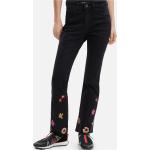 Dámské Straight Fit džíny Desigual v černé barvě s květinovým vzorem z bavlny ve velikosti XXL plus size 