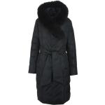 Černý Zimní Kabát S Kožešinovým Límcem Veralba