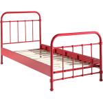 Jednolůžkové postele Vipack v červené barvě v industriálním stylu z borovice 
