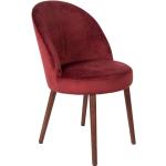 Jídelní židle Dutchbone v červené barvě v retro stylu ze sametu 