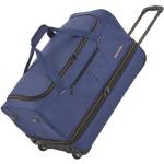 Tašky na kolečkách Travelite Basics v modré barvě z látky s vnější kapsou 