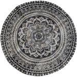 Chic Antique Jutový koberec Floral Print ⌀160cm, černá barva, přírodní barva