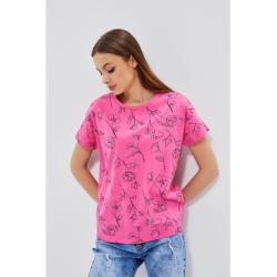 Cotton blouse with flowers - pink