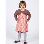 Cotton children's dress with a print and long sleeves - peach color