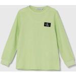 Dětská trička s dlouhým rukávem Chlapecké v zelené barvě z bavlny ve velikosti 6 let strečové Designer od značky Calvin Klein Jeans z obchodu Answear.cz 