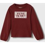 Dětská trička s potiskem Dívčí v bordeaux červené z bavlny ve velikosti 6 let strečové od značky Pepe Jeans z obchodu Answear.cz 