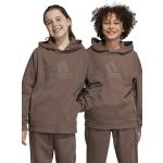 Dětské mikiny s kapucí Dívčí v hnědé barvě ve velikosti 8 let od značky adidas z obchodu Answear.cz 