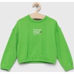 Dětské mikiny s potiskem Dívčí v zelené barvě z bavlny ve velikosti 8 let od značky Tommy Hilfiger z obchodu Answear.cz s poštovným zdarma 