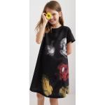 Dětské bavlněné šaty Desigual černá barva, mini, oversize