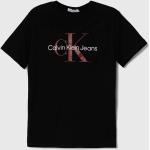 Dětská trička s potiskem Chlapecké v černé barvě z bavlny strečové Designer od značky Calvin Klein Jeans z obchodu Answear.cz 
