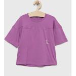 Dětská trička s krátkým rukávem Dívčí ve fialové barvě z bavlny ve velikosti 10 let Designer od značky Calvin Klein Jeans z obchodu Answear.cz 