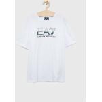Dětská trička s potiskem Chlapecké v bílé barvě z bavlny ve velikosti 5 let strečové ve slevě od značky Emporio Armani EA7 z obchodu Answear.cz 