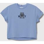 Dětská trička s krátkým rukávem Dívčí v modré barvě z bavlny ve velikosti 8 let od značky Tommy Hilfiger z obchodu Answear.cz 