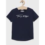 BIO Dětská trička s potiskem Dívčí v námořnicky modré barvě z bavlny strečové ve slevě udržitelná móda od značky Tommy Hilfiger z obchodu Answear.cz 