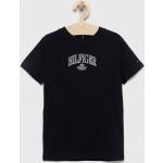 Dětská trička s potiskem Dívčí v černé barvě z bavlny od značky Tommy Hilfiger z obchodu Answear.cz 