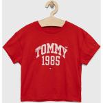 Dětská trička s krátkým rukávem Dívčí v červené barvě z bavlny strečové od značky Tommy Hilfiger z obchodu Answear.cz 