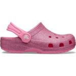 Dívčí Gumové pantofle Crocs Classic v růžové barvě v třpytivém stylu se třpytkami 