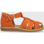 Dívčí Kožené sandály Pom d'Api v oranžové barvě z kůže ve velikosti 27 na léto 
