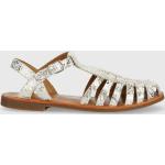 Dívčí Kožené sandály Pom d'Api ve stříbrné barvě z kůže ve velikosti 37 ve slevě na léto 