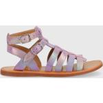 Dívčí Kožené sandály Pom d'Api ve fialové barvě z kůže ve velikosti 33 na léto 