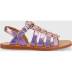 Dívčí Kožené sandály Pom d'Api ve fialové barvě z kůže ve velikosti 29 na léto 