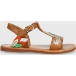 Dívčí Kožené sandály Pom d'Api v hnědé barvě z kůže ve velikosti 27 protiskluzové na léto 