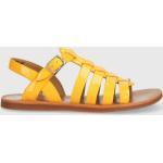 Dívčí Kožené sandály Pom d'Api v oranžové barvě v lakovaném stylu z kůže ve velikosti 34 na léto 