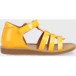 Dívčí Kožené sandály Pom d'Api v oranžové barvě z kůže ve velikosti 27 ve slevě na léto 