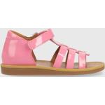 Dívčí Kožené sandály Pom d'Api v růžové barvě v lakovaném stylu z kůže ve velikosti 27 na léto 