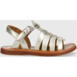 Dívčí Kožené sandály Pom d'Api ve stříbrné barvě z kůže ve velikosti 26 na léto 