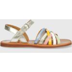 Dívčí Kožené sandály Pom d'Api ve stříbrné barvě z kůže ve velikosti 30 protiskluzové na léto 