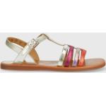 Dívčí Kožené sandály Pom d'Api ve stříbrné barvě z kůže ve velikosti 38 na léto 