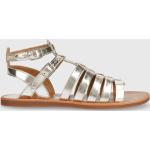 Dívčí Kožené sandály Pom d'Api ve stříbrné barvě v lakovaném stylu z kůže ve velikosti 39 na léto 