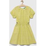 Dětské šaty Dívčí v zelené barvě lněné strečové ve slevě od značky United Colors of Benetton z obchodu Answear.cz 