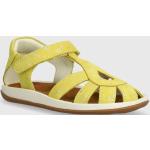 Dívčí Kožené pantofle Camper v žluté barvě z nubukové kůže ve velikosti 25 na suchý zip na léto 