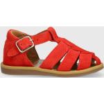 Dívčí Kožené sandály Pom d'Api v červené barvě z kůže ve velikosti 23 ve slevě na léto 