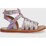 Dívčí Kožené sandály Pom d'Api ve fialové barvě z kůže ve velikosti 27 na léto 