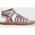 Dívčí Kožené sandály Pom d'Api ve fialové barvě z kůže ve velikosti 40 na léto 