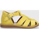 Chlapecké Kožené sandály Pom d'Api v žluté barvě z kůže ve velikosti 23 ve slevě na léto 