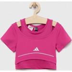 Dětská trička s potiskem Dívčí ve fialové barvě z polyesteru od značky adidas z obchodu Answear.cz 