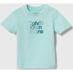 Dětská trička s potiskem Dívčí v tyrkysové barvě z bavlny ve velikosti 68 Designer od značky Calvin Klein Jeans z obchodu Answear.cz 